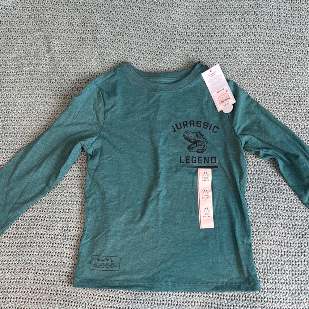 5/$25 Boys XS 4/5 Jurassic Legend Kids Long Sleeve Shirt - Teal
